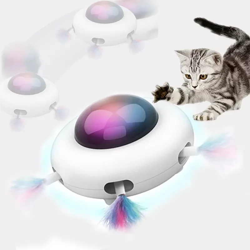 

NEW2023 Automatic Feather Teaser Cat Toys Interactive Activity Crazy Toys For Kittens Cat Intelligent USB Rechargeable LED