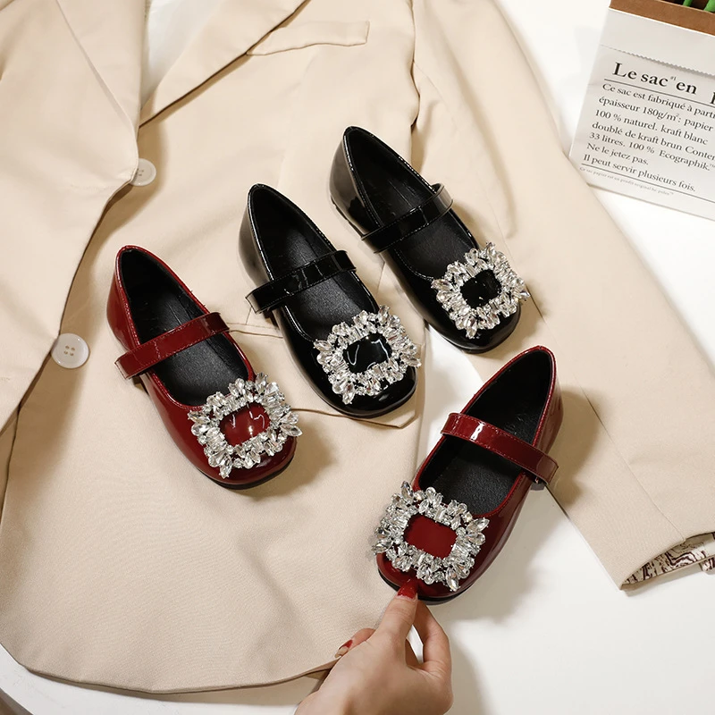 

New Children Party Dance Fashion Rhinestones Baby Student Girls Leather Shoes Kids Spring Autumn Breathable 04