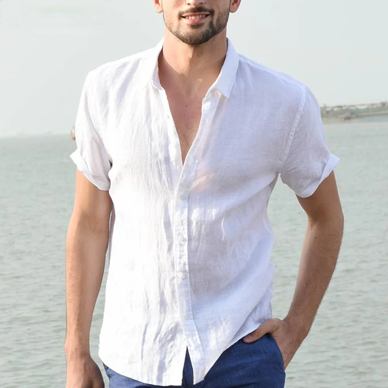 Elegant S-5XL Male Tee Tops Casual Shirts Men Social Shirts Dress Button Turn Down Collar Slim Fit Men Clothes