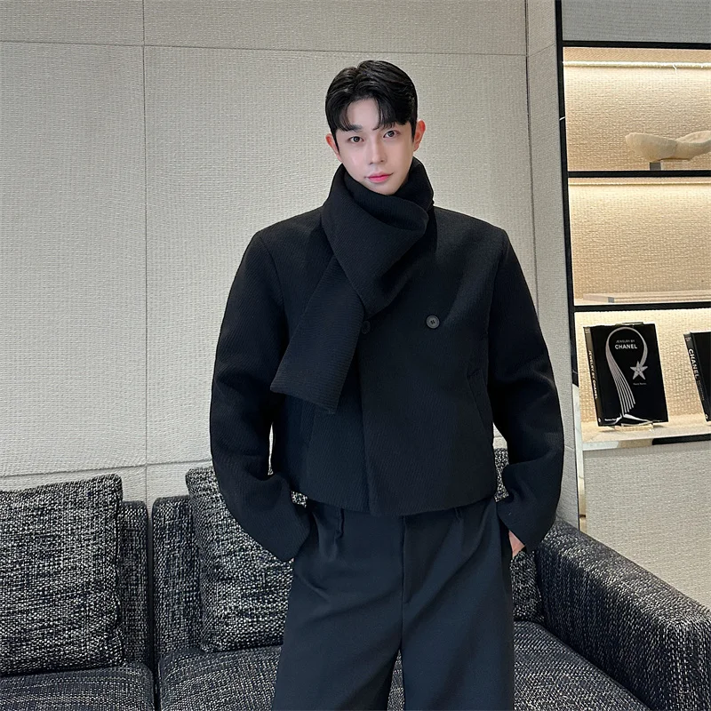 Пальто NOYMEI мужское зимнее Новое утепленное дизайнерское двубортное однотонное