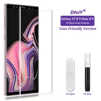 dfeiy galaxy note 9 screen protector uv tempered glass film for samsung s7 edge s8 9 plus note 8 full screen glue case friendly