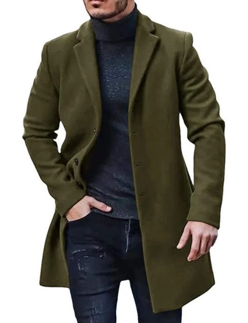 

Autumn And Winter Men's Coat Good Woolen Men's Coat Fashionable Multi-color Multi-yard Long Nizi Business Casual Men Jacket
