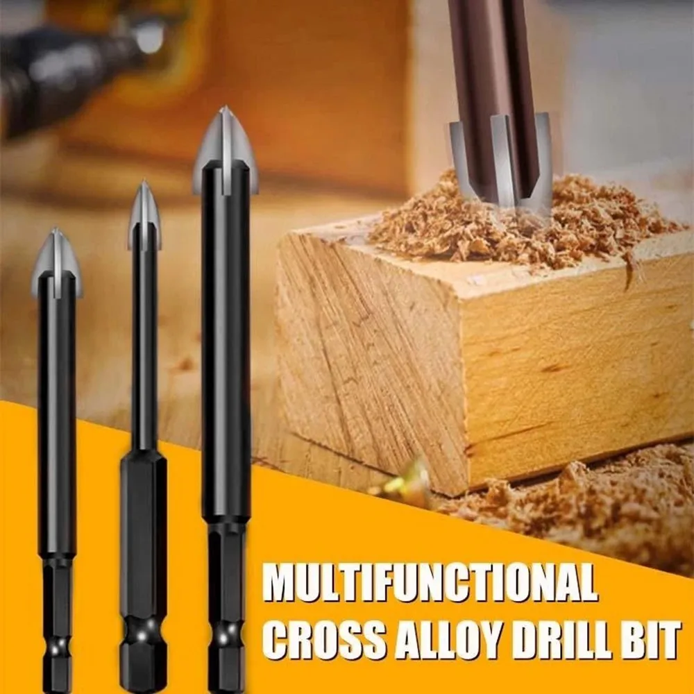 7pcs Efficient Universal Drilling Tool Multifunctional Cross Alloy Drill Bits 3mm/4mm/5mm/6mm/8mm/10mm/12mm Power Tools enlarge