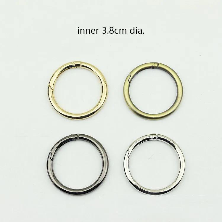 50pcs 15-38mm Metal Spring O Rings Buckle Openable Key Ring Round Hook DIY Bag Belt Strap Chain Buckles Snap Clasp Leather Craft