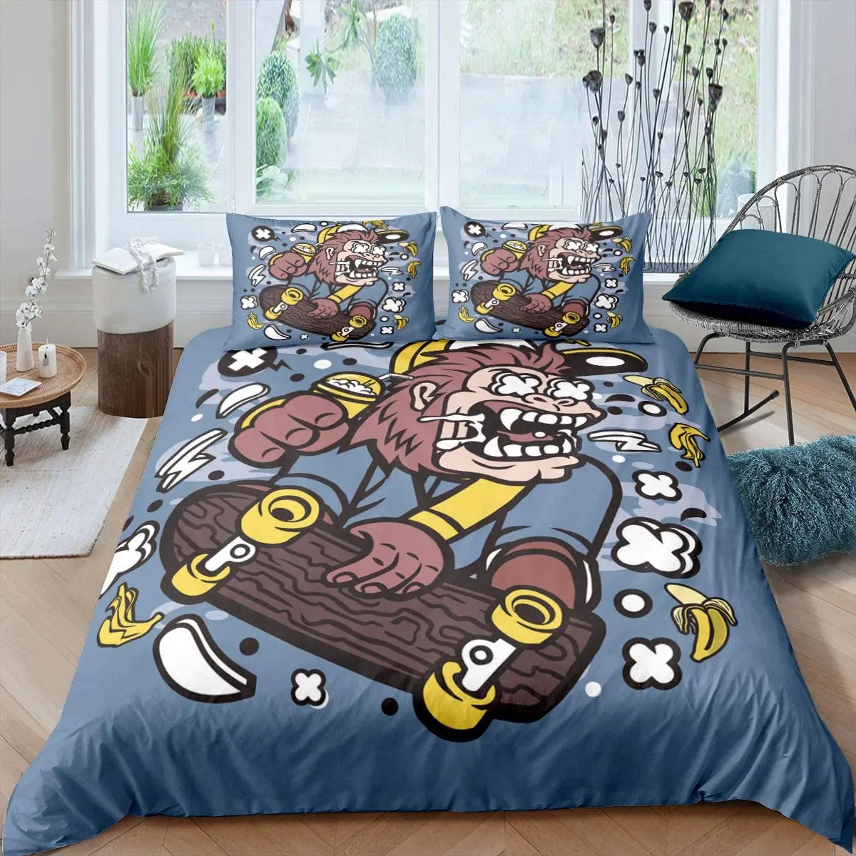 

Пододеяльник для скейтборда, королевский комплект постельного белья для экстремальных видов спорта для подростков, в стиле панк, хип-хоп, х...