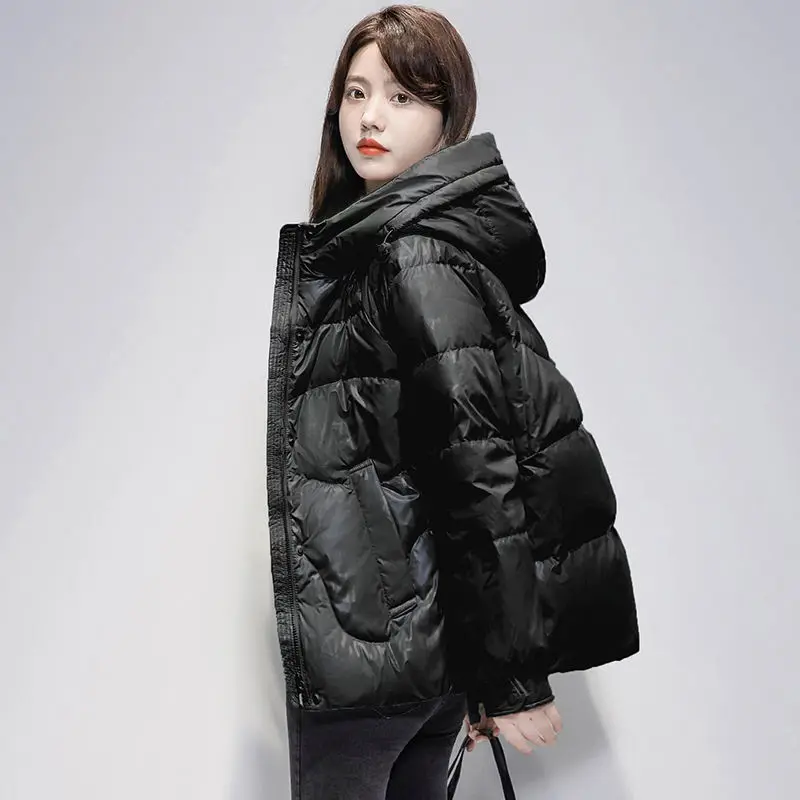 Women Winter Cotton Padded Jacket 2023 Winter New Coat Women Warm Thick Parkas Loose Gloosy Winter Jacket Women Outwear A04