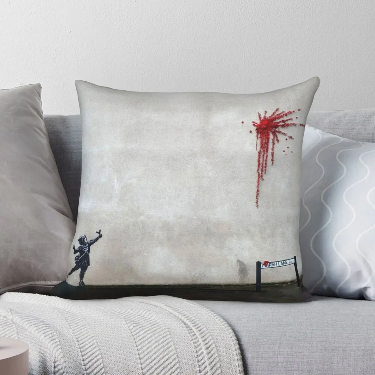 

Banksy Valentine's Day Graffiti Pillowcase Polyester Linen Velvet Creative Zip Decor Pillow Case Home Cushion Cover