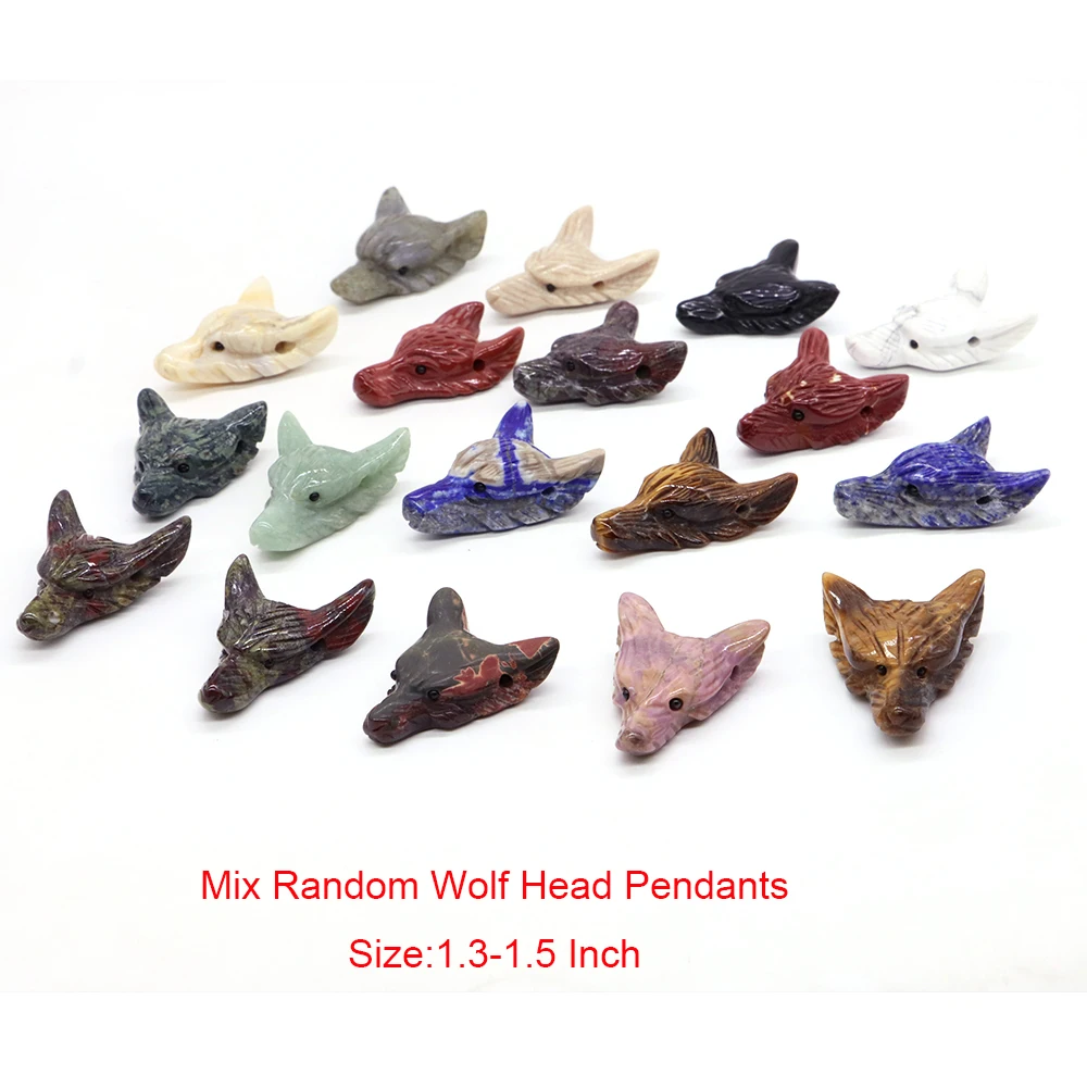 

1 шт., кулон в виде головы волка, случайный камень, кристалл, кварц, натуральный минеральный драгоценный камень, разные стили, резной декор, ожерелье, ювелирное изделие, подарок