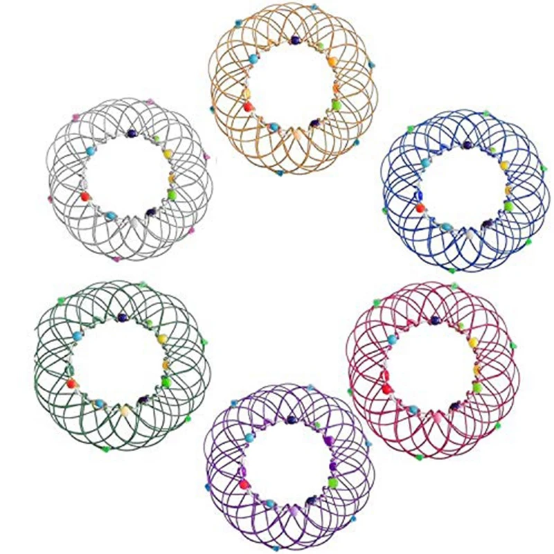 

3PCS Flexible Basket Magic Flow Ring Multicolored Rotating Flower Basket Toy Autism Special Needs Stress Reliever Toy