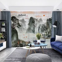 Mountains 3D Customized Photo Curtains Spring Panel Sheer Tulle  Window Curtain For Living Room Door Chinese Paintings Plants