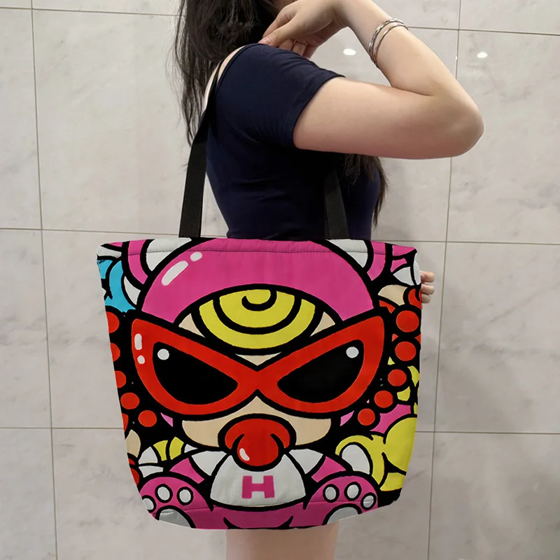 Сумка-шоппер Hysteric Mini Series из холщовой ткани с мультяшным принтом, большая вместительная сумка на молнии через плечо, портативная сумка для покупок в супермаркете, подарок для друга (art.: 3920dc2d5b4cc) - 3920dc2d5b4cc