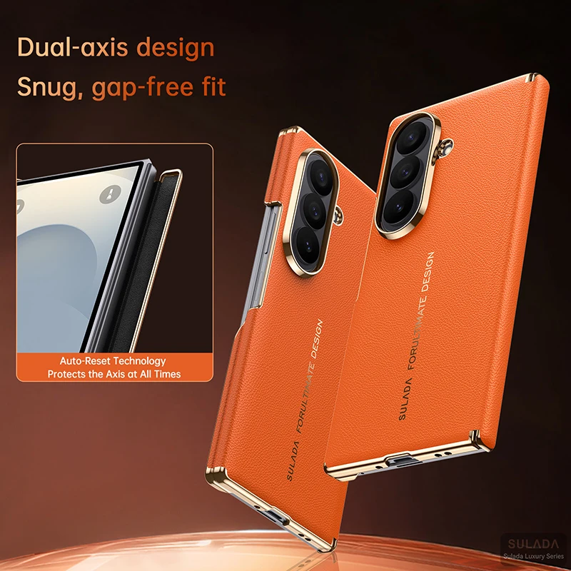 Фото Чехол для Samsung Galaxy Z Fold 8 Ultra, двойной, роскошный, кожаный, с магнитной застежкой, ударопрочный, для мобильного телефона. №3