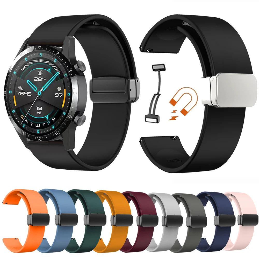

20mm 22mm Magnetic Buckle Watch Straps For Huawei Watch GT3 GT3 42 46mm Wristband GT 2 GT2 Pro 46mm Silicone Watchband Bracelet