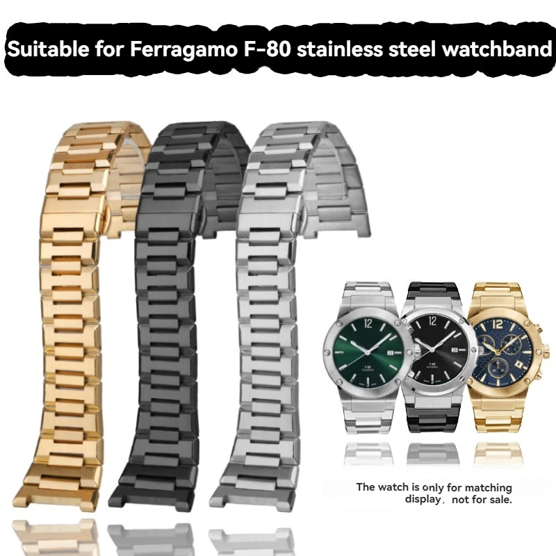 Фото Ремешок для часов F-80 из нержавеющей стали для спортивной серии Ferragamo F80, металлический, мужской, с выемками, водонепроницаемый, браслет 26 мм, аксессуар. №1