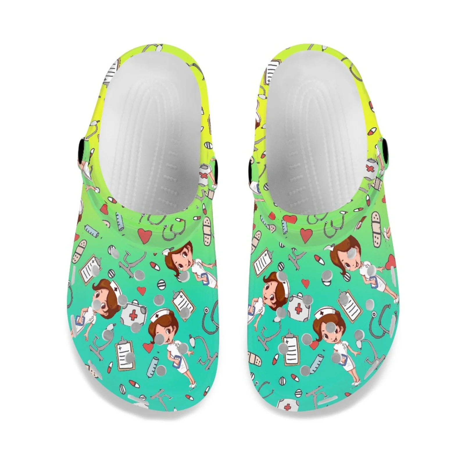 Beliodome Gradient Nurse Medical Design Clogs Garden Shoes for Womens Summer Breathable Slippers Non-Slip Outdoor Beach Sandals