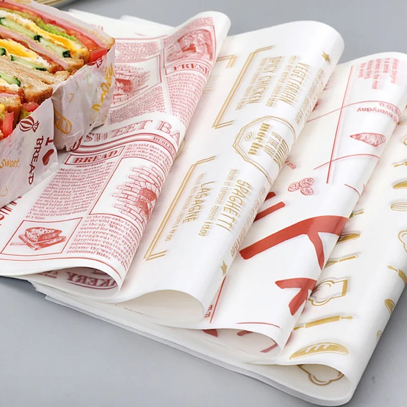 

10pcs/lot Wax Paper Food Wrappers Wrapping Paper Food Grade Grease Paper For Bread Sandwich Burger Fries Oilpaper Baking Tools