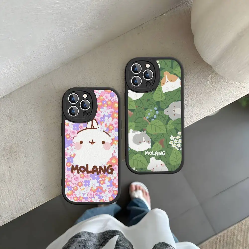 Милый чехол для телефона с белым кроликом М-Моланг для iPhone 16 15 14 13 Pro Max 11 12 Plus, кожаный силиконовый чехол (art.: 3920dc8e6ed09) - 3920dc8e6ed09
