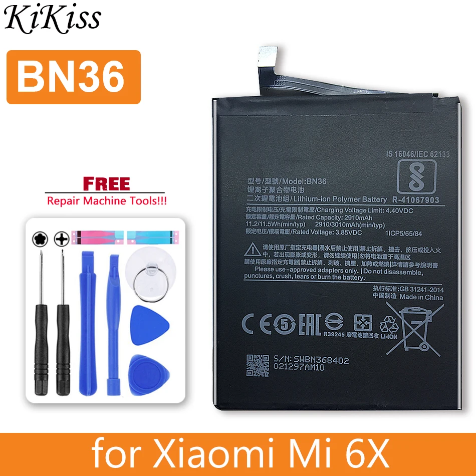 

BN36 Battery for Xiaomi Mi 6X Mi6X Mi A2 MiA2 2910mAh s with Track Code