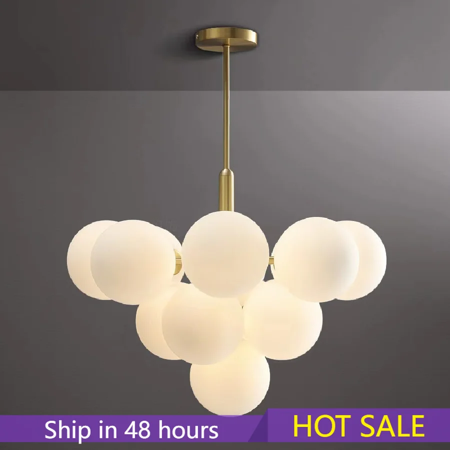 

Nordic Glass Ball Led Chandelier Living Room Dining Table Decorative Pendant Lamp Bedroom Kitchen Island Hanging Light Fixture