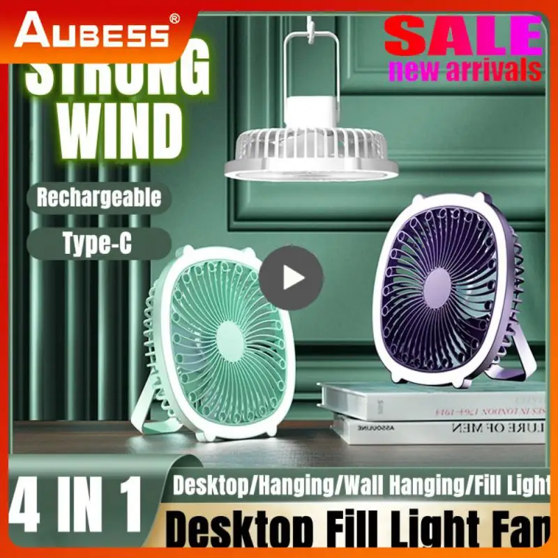 

Abs Portable Air Cooler With Night Light 3rd Gear Wind Speed Camping Fans Built-in Battery Rechargeable Household Accessories