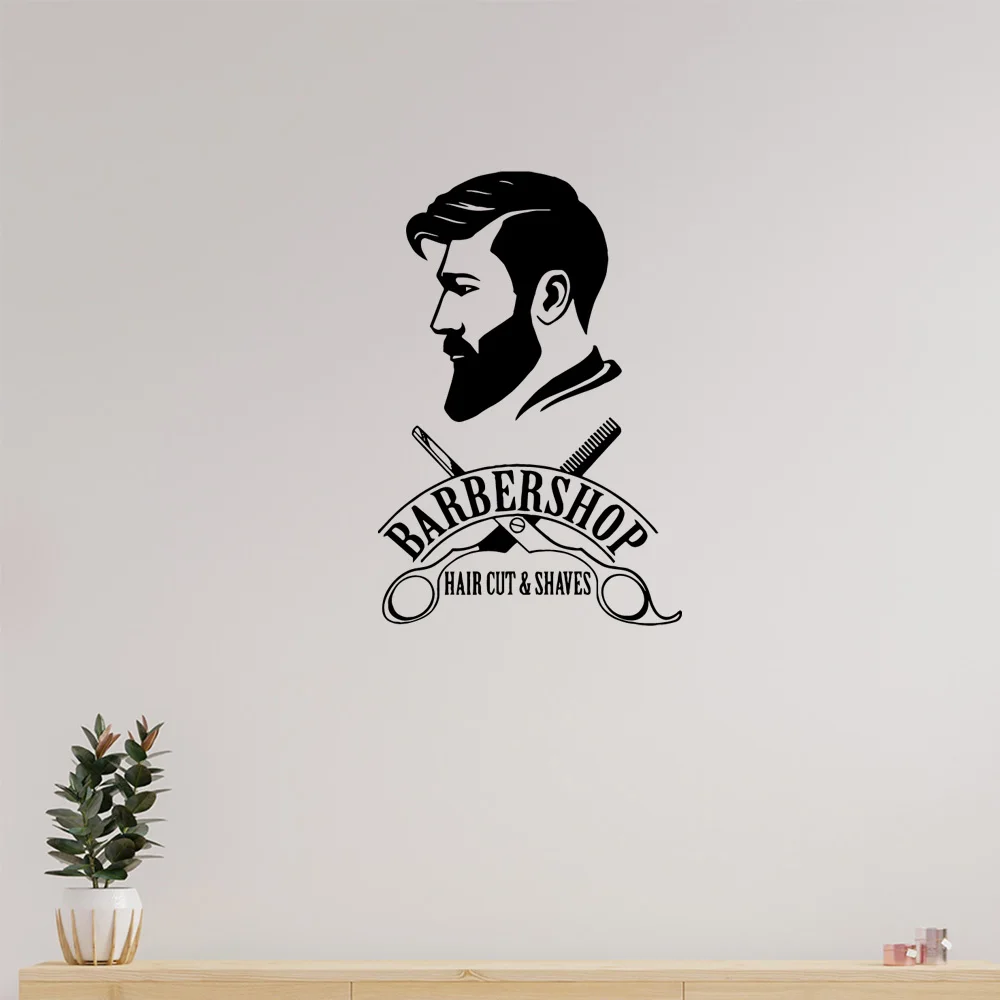 1 шт. виниловая настенная наклейка для парикмахерской из ПВХ современные модные