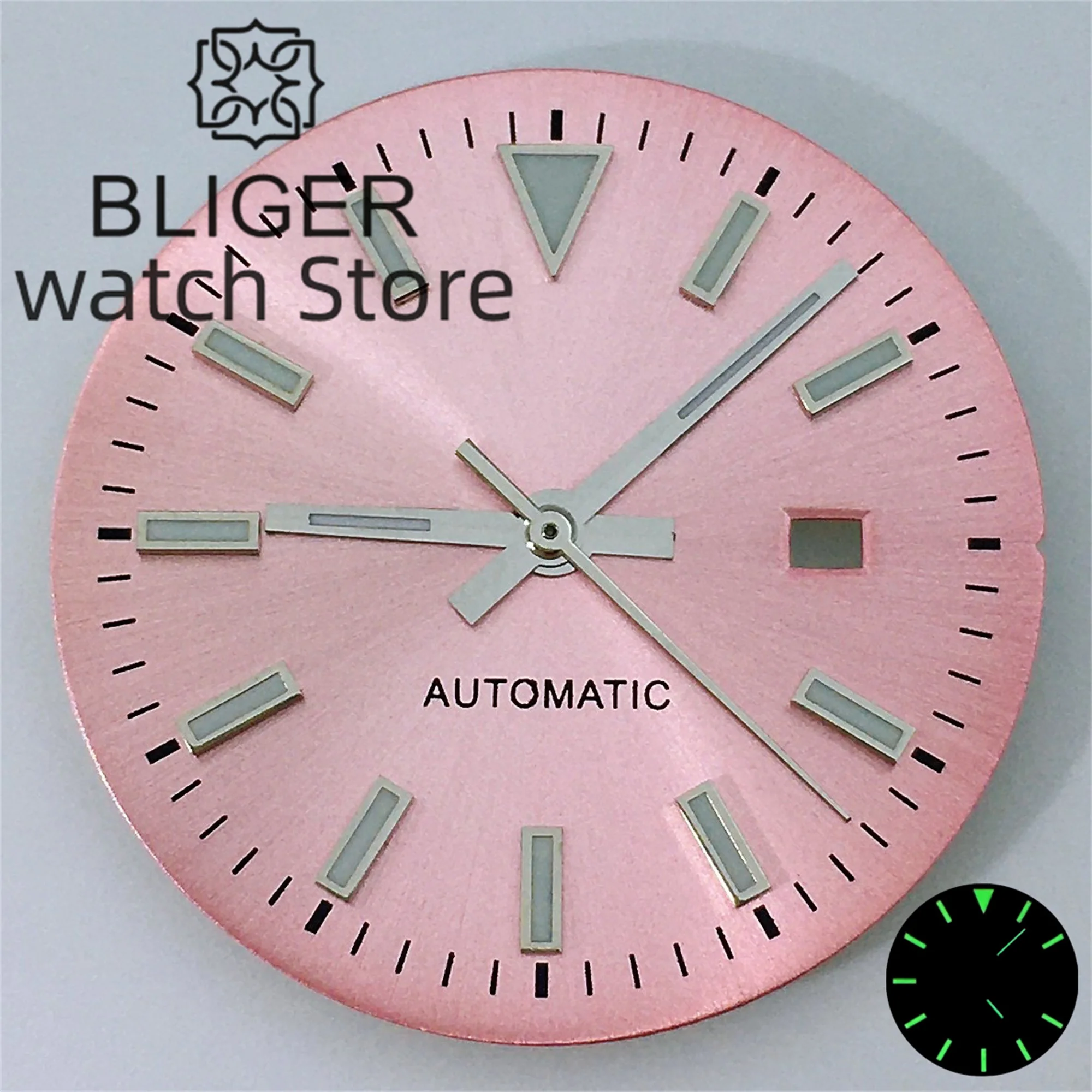 Циферблат для часов BLIGER NH05 24 5 мм с стрелками черный зеленый белый розовый золотой