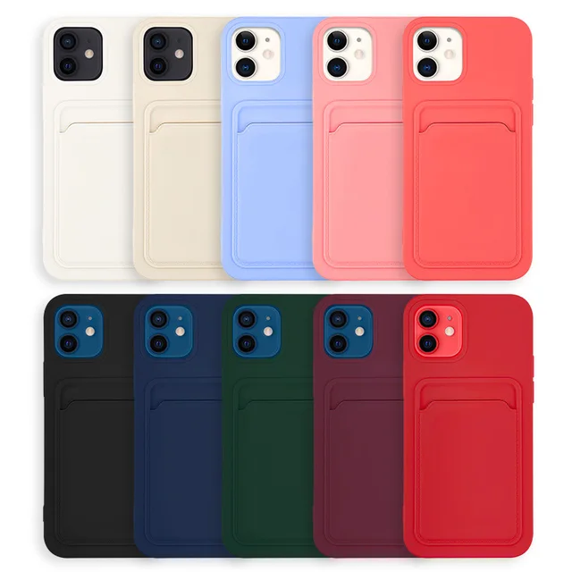 Phone Case for Apple iPhone 14 13 11 12 pro max mini 7 8 plus XR XS X SE 2020 cover Original cases Card Bag Soft Liquid Silicone 3
