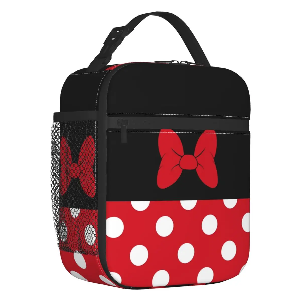 

Cartoon Minnie Thermal Insulated Lunch Bags Women Animated Polkadots Lunch Tote for Outdoor Picnic Multifunction Food Box