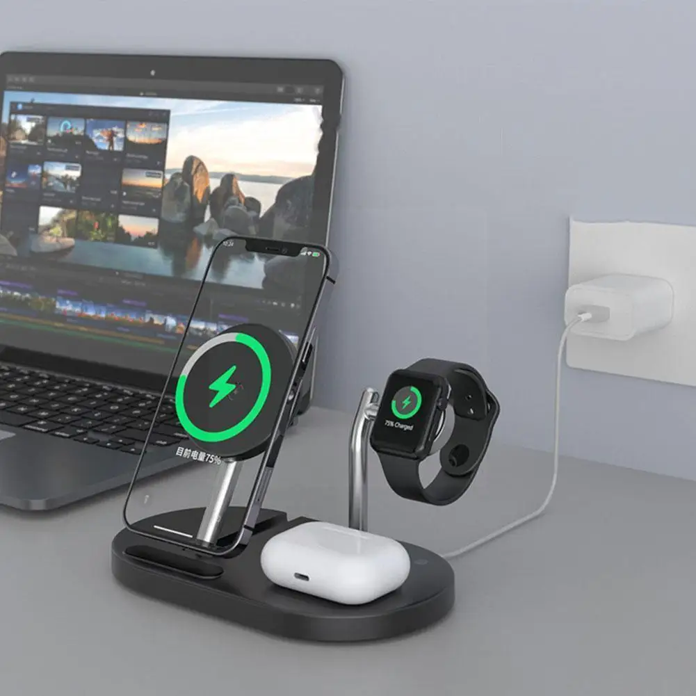 

3 In 1 Magnetic 15W Wireless Charger Stand For IPhone 13 12 11 Pro Max For Apple IWatch 6 SE For Airpods 2 Fast Charging X6E1