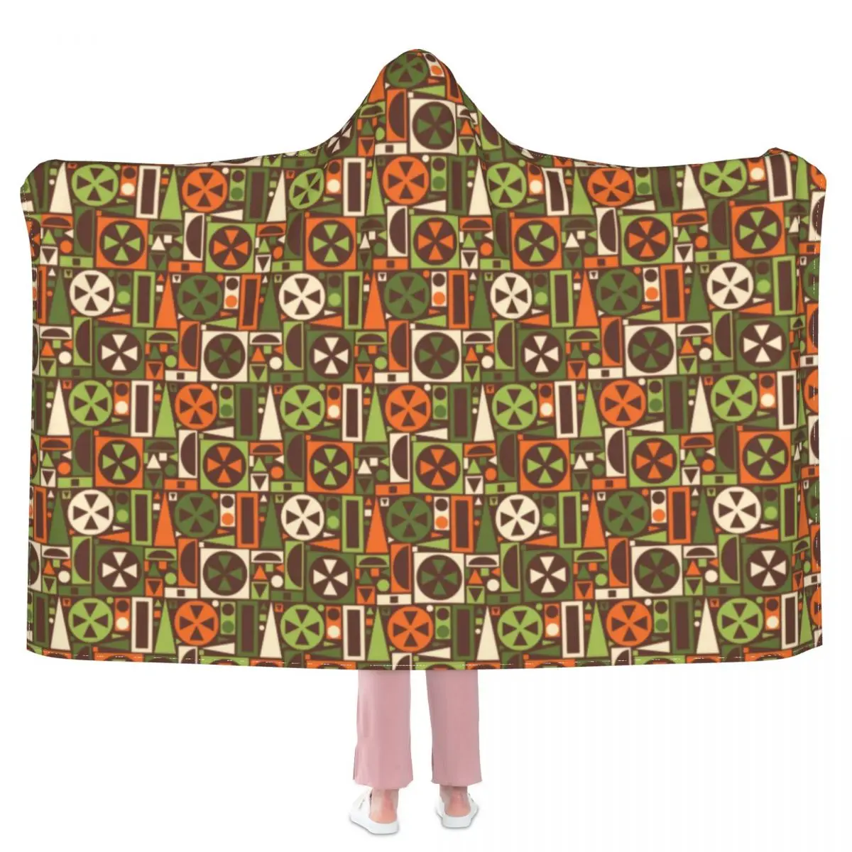 

Ретро-одеяло среднего века с геометрическим рисунком в стиле ретро 50-60-х годов, Флисовое одеяло с капюшоном, мягкое Дешевое покрывало для ке...