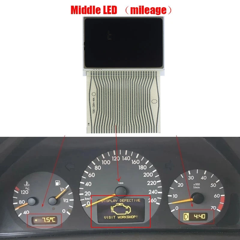 

Car LCD Dashboard Mileage Pixel Repair Speedometer Middle Central Display Screen For Benz W202 W208 R170