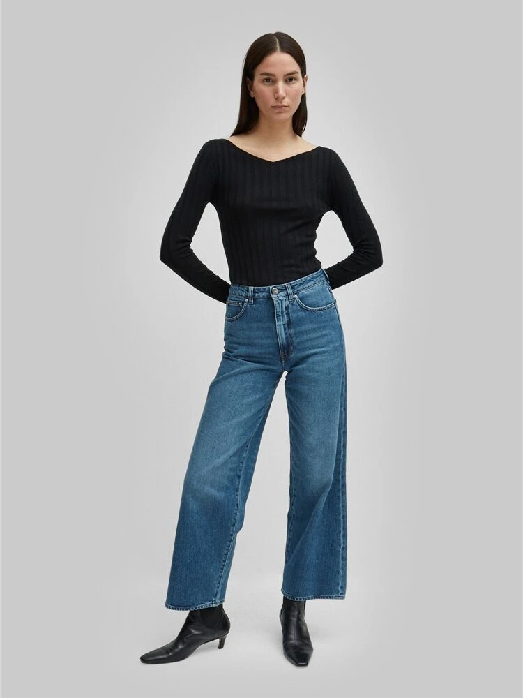 Wide-leg Women Casual Denim Trousers 