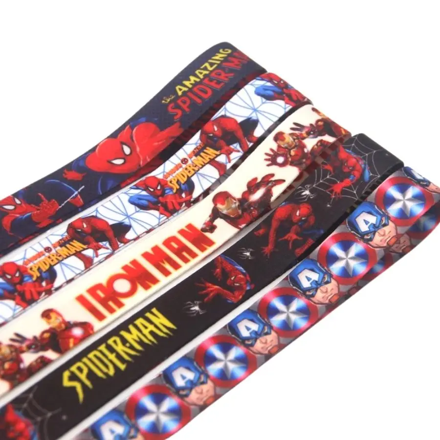 

5Yards Marvel Spider Man Cartoon Satin Ribbon Silk Polyester DIY Crafts Decoration Fabric Double sided Ribbon Lanyard 19MM