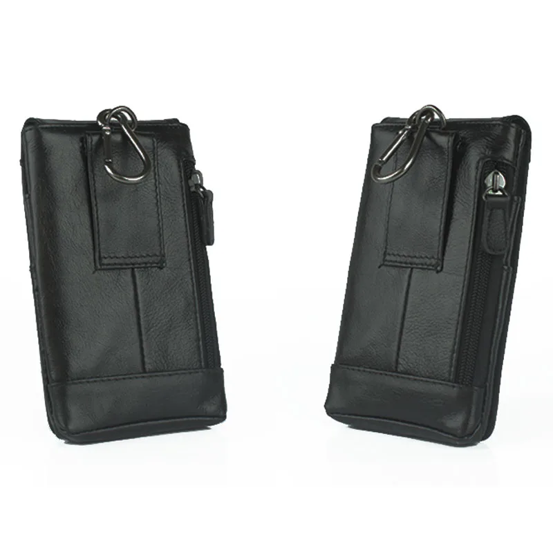 Hot Sale Men Genuine Leather Waist Bag Cell/Mobile Phone Case Card Holder Purse Pouch Hook Belt Skin Cowhide Fanny Pack