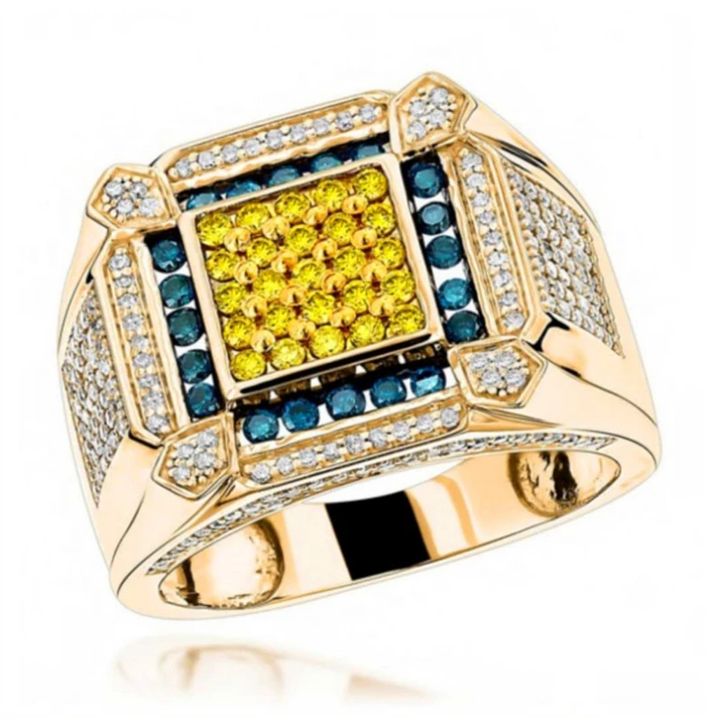 

Luxury Male Female Silver color Golden Punk HipHop Crystal Square Round Octagon Zircon Ring For Women Men Wedding Party Jewelry