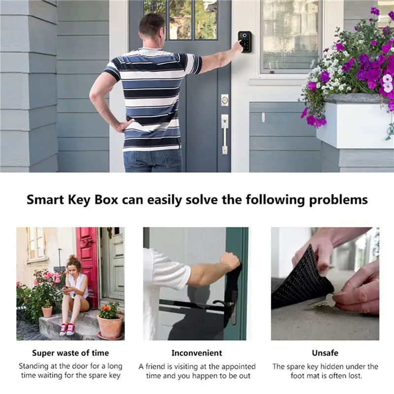 Фото 3X Умный ящик для ключей с замком Ttlock Wifi, электронный замок, водонепроницаемый, настенный, с функцией распознавания отпечатков пальцев, ящик для хранения ключей - Y41A №3