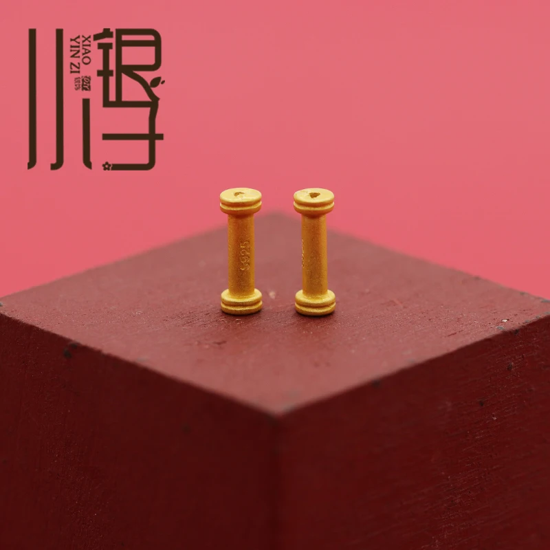 Бусины из стерлингового серебра S925 мини-короткая прямая трубка маленькая