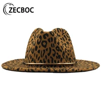 fedora hat for women men fashion accessories belt wool felt jazz hat wide brim panama autumn winter leopard goth top wedding hat