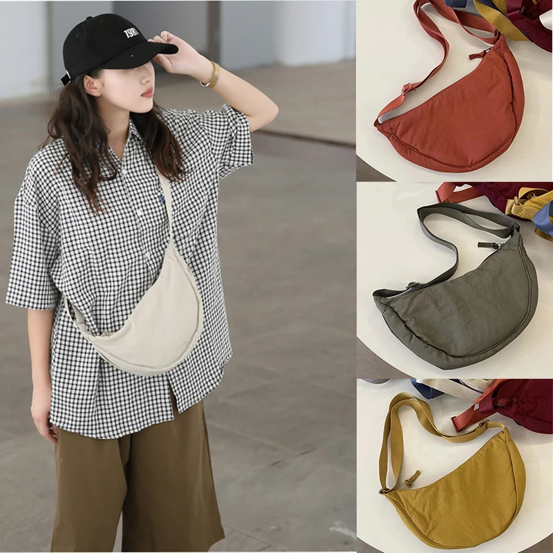 

Summer New Women's Bag Large Capacity Casual Nylon Crossbody Bag Dumpling Bag High Grade Solid Color Shoulder Bag