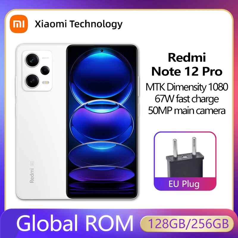 

Global Rom Xiaomi Redmi Note 12 Pro 5G Smartphone 5000mAh Battery MTK Dimensity 1080 Octa Core 50MP Camera 67W Fast Charge