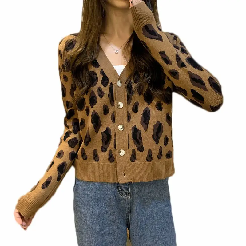 

Женская одежда, темпераментная Милая Новинка, свободные тонкие вязаные свитера на пуговицах с V-образным вырезом и длинным рукавом, кардиган на осень и зиму