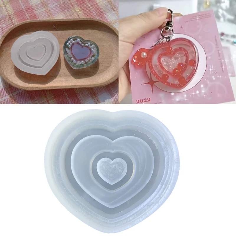 

Double-layer Love Ornament Silicone Mold DIY Keychain Pendant for Bag Decor