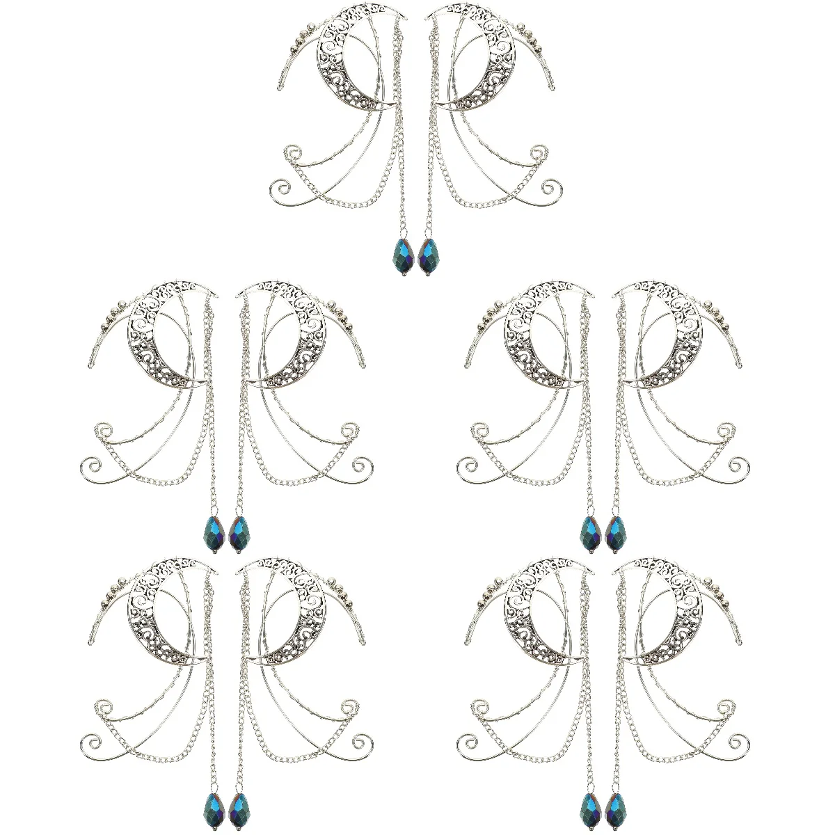 

Женские металлические серьги-клипсы в форме полумесяца, 5 пар