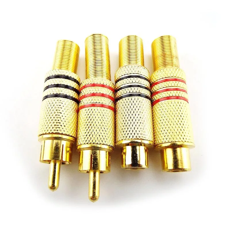 

Gold RCA Connectors Male Female Plug Adapter Solder Type for Audio Cable Plug Adapters Video CCTV Camera