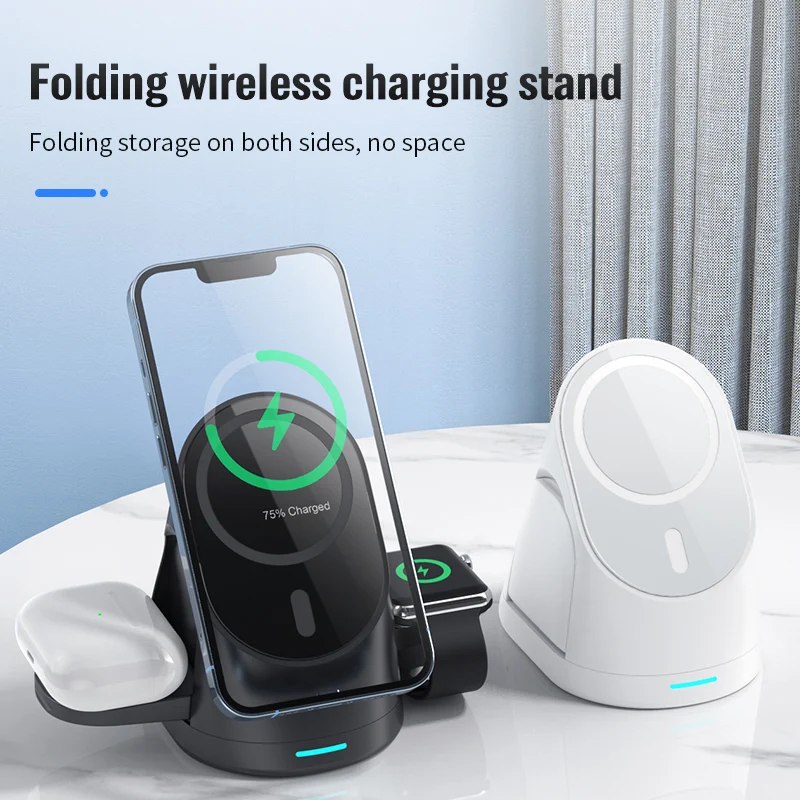 

15W Wireless Charger Stand Qi Fast Charging Dock Station for Apple Watch iWatch 7 AirPods Pro For iPhone 13 12 11 XS XR X 8