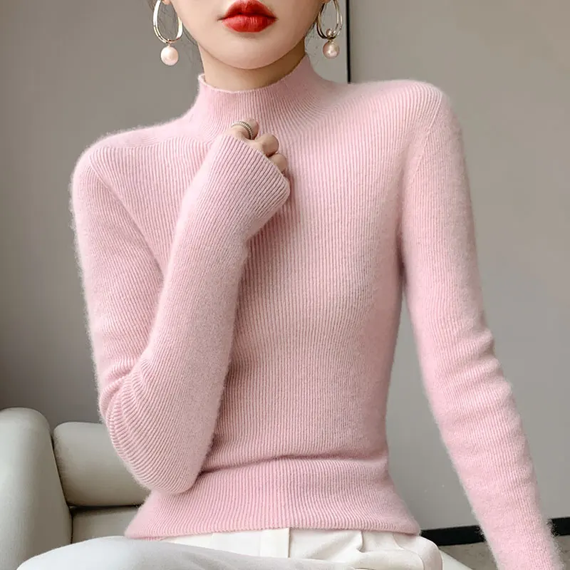 

Мягкие свитера для женщин, вязаные джемперы из 100% чистой шерсти, новинка 2022, женские пуловеры с высоким воротником, одежда для рисования