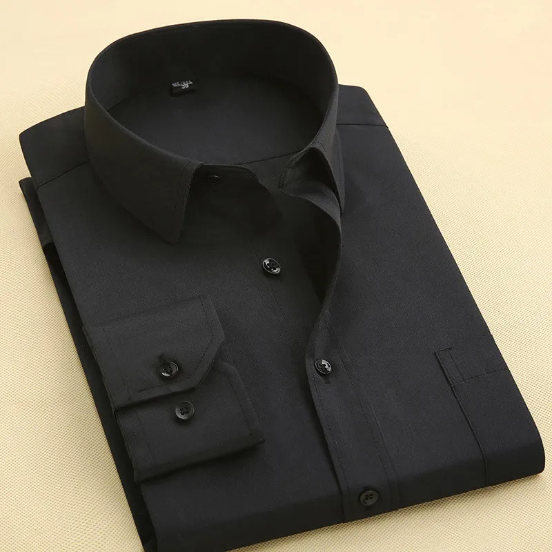 Long Sleeve Slim Men Dress Shirt 2017 Autumn New Fashion Designer High Quality Solid Male Clothing Fit Business Shirts 4XL M431
