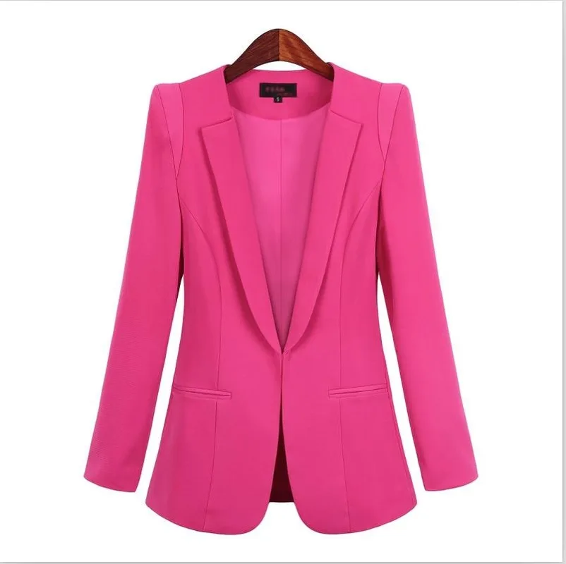 2022 Spring Autumn New Solid Colors Long Sleeve Blazer Office Work Wear Plus Size Business Suits Women Hidden Breasted Blazers