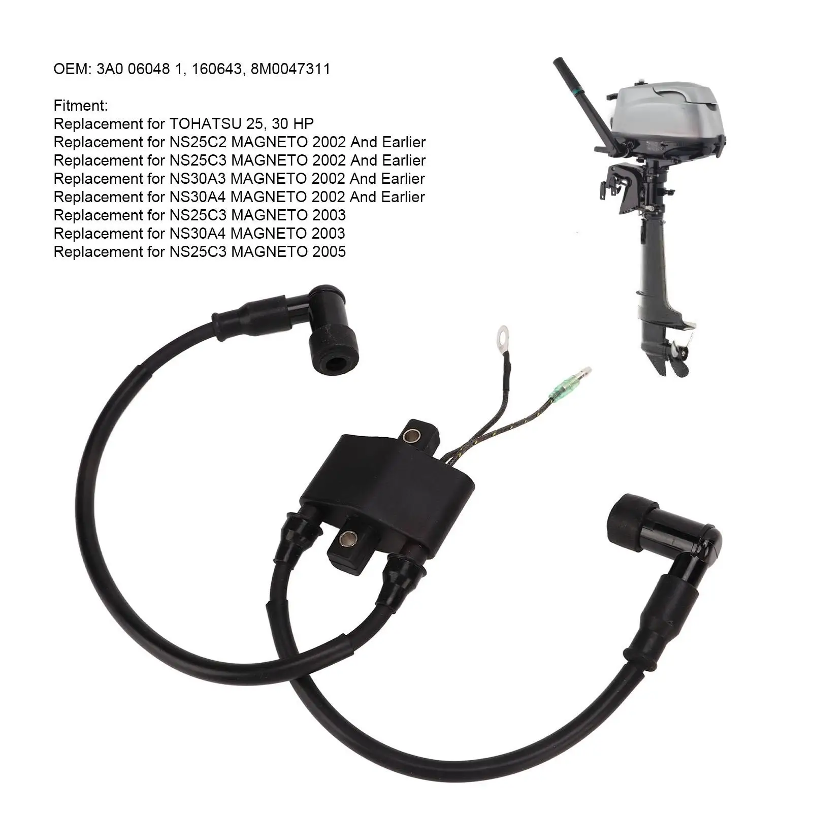 Катушка зажигания подвесного двигателя 3A0 06048 1 06040 Замена для ns25c2 NS25C3 Xoatsu 25 30