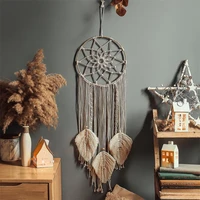 nordic style leaf macrame wall hanging tapestry hand woven leaves tassel dreamcatcher handmade dream catchers home decoration
